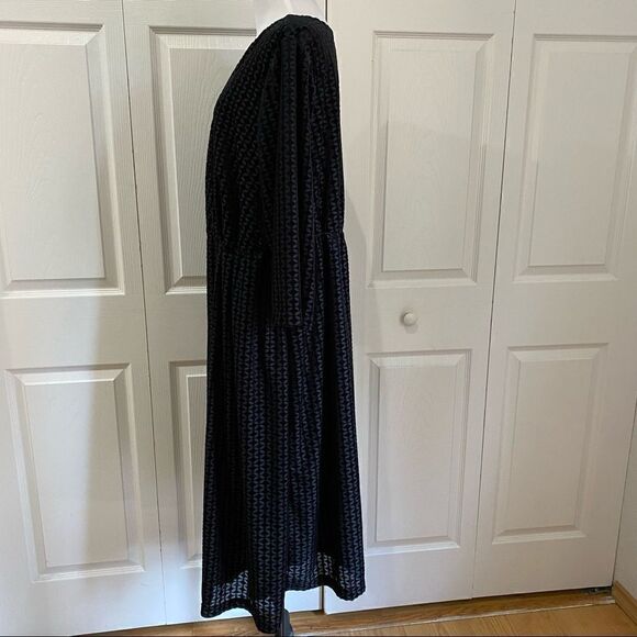 Woman Within Black Floral Embossed Textured Dress - Picture 7 of 8